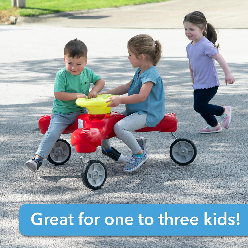 Boomerang Bike Ride-On Trike Toy for Ages 1.5-5, Accommodates Up to 3 Kids, Swivel Caster Wheels, 32" x 32" x 19.5"