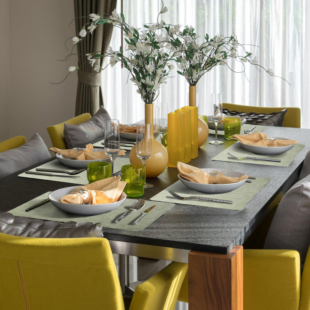 Faux Leather Placemats Set of 6, Easy to Clean, Light Green