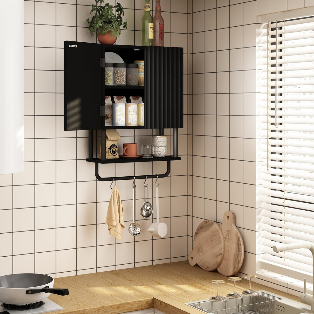 Fluted Bathroom Wall Cabinet with 2 Doors, 3-Tier Medicine Cabinet
