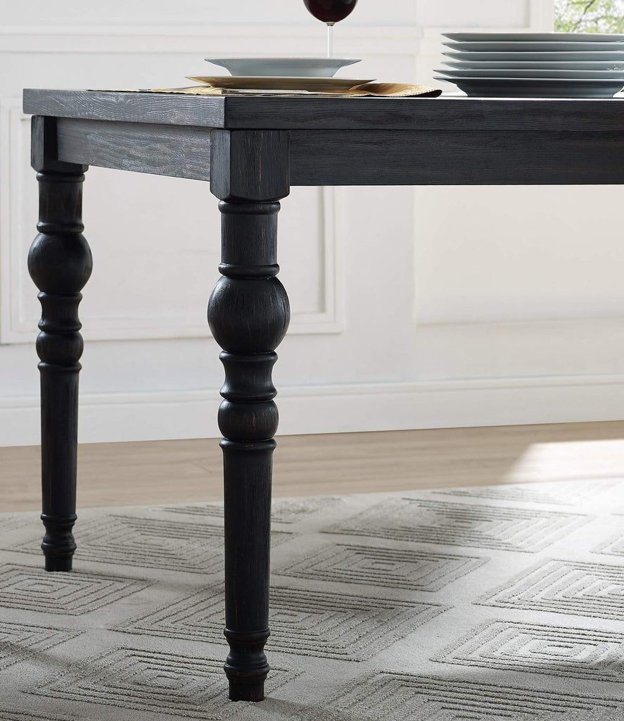Leviton Urban Style Dark Washed Wood Dining Set: Table, 4 Chairs and Bench, Blue
