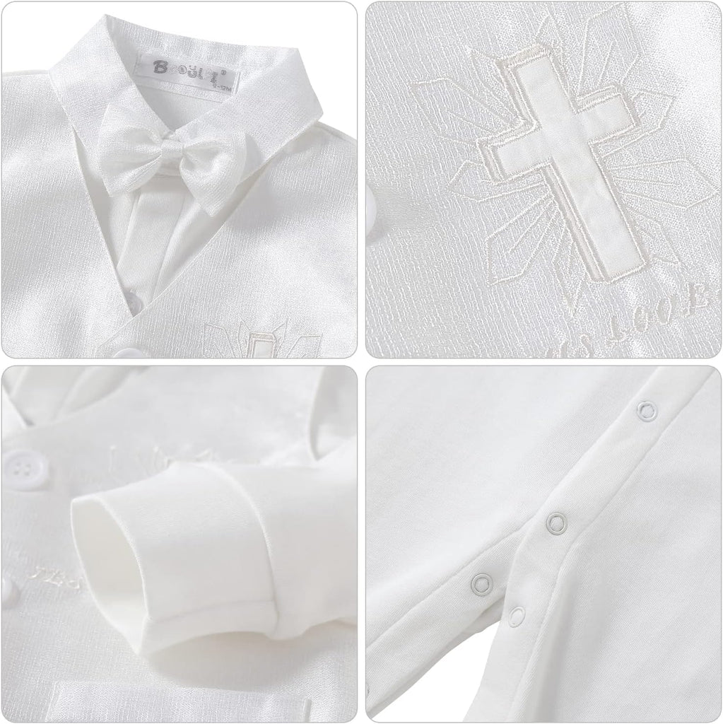 Boy Baptism Outfits White Romper Fall Clothes Christening Gifts
