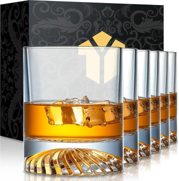 Whiskey Glasses Old Fashioned Glasses Set of 6 12oz Rocks Glasses Gift for Men Women Drinking Bourbon Scotch