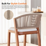 Modern Shade Chatham Outdoor Bar Stools Set of 2 with Rope Woven Backrest