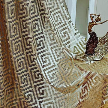 1 Pair Black and Gold Sheer Curtains for Living Room Luxury Tulle Curtains (Gold,2 Panels 54 Inches by 96 Inches)