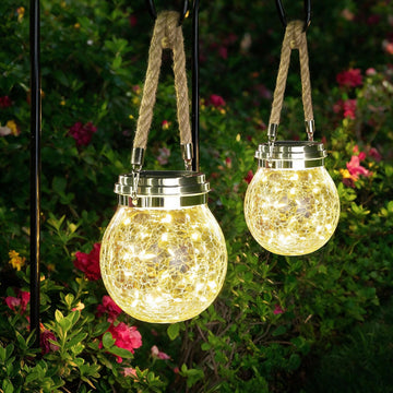 Solar Lantern, 2 Pack Outdoor Lanterns with 30 LED Waterproof Garden Decor Patio Solar Lights Outdoor Decorative