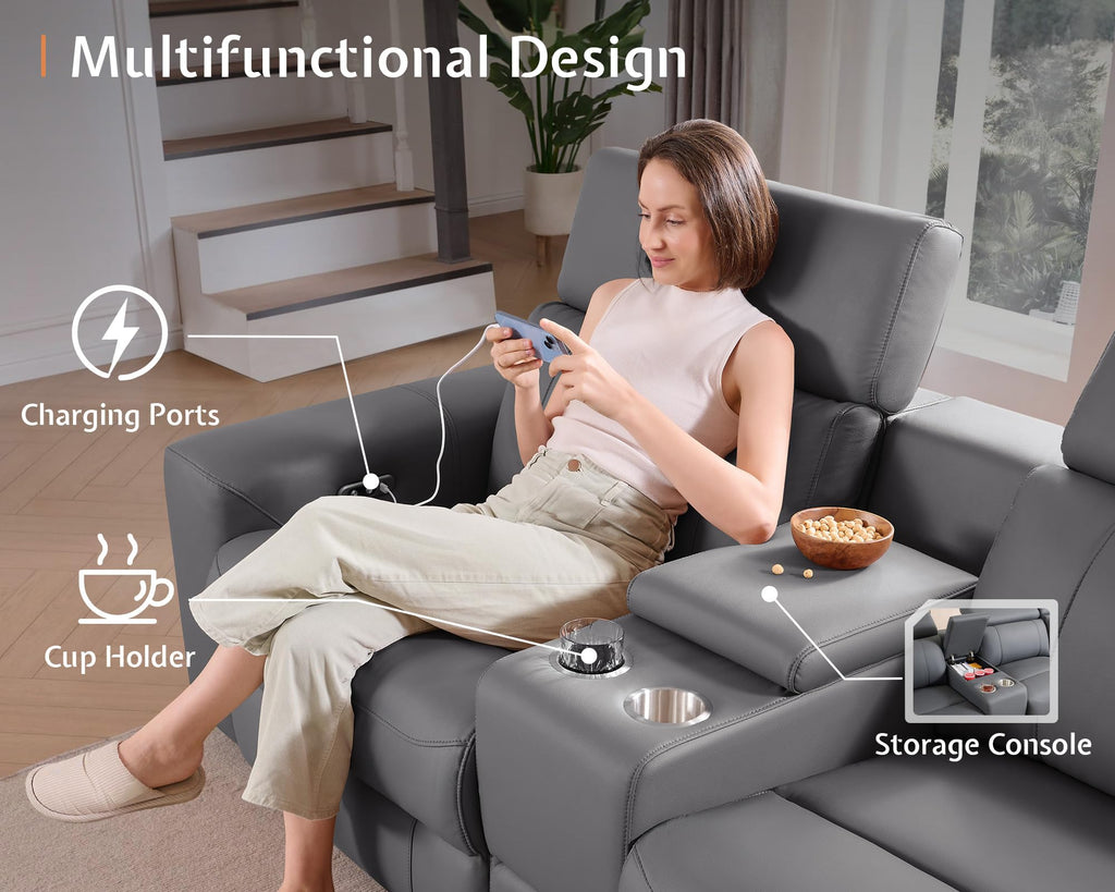 Power Reclining Sectional, Sectional Recliner, Leather Reclining Sectional