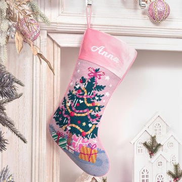 Needlepoint Christmas Stockings Personalized Snowman Santa Nutcracker Christmas Tree Embroidered Family Stockings