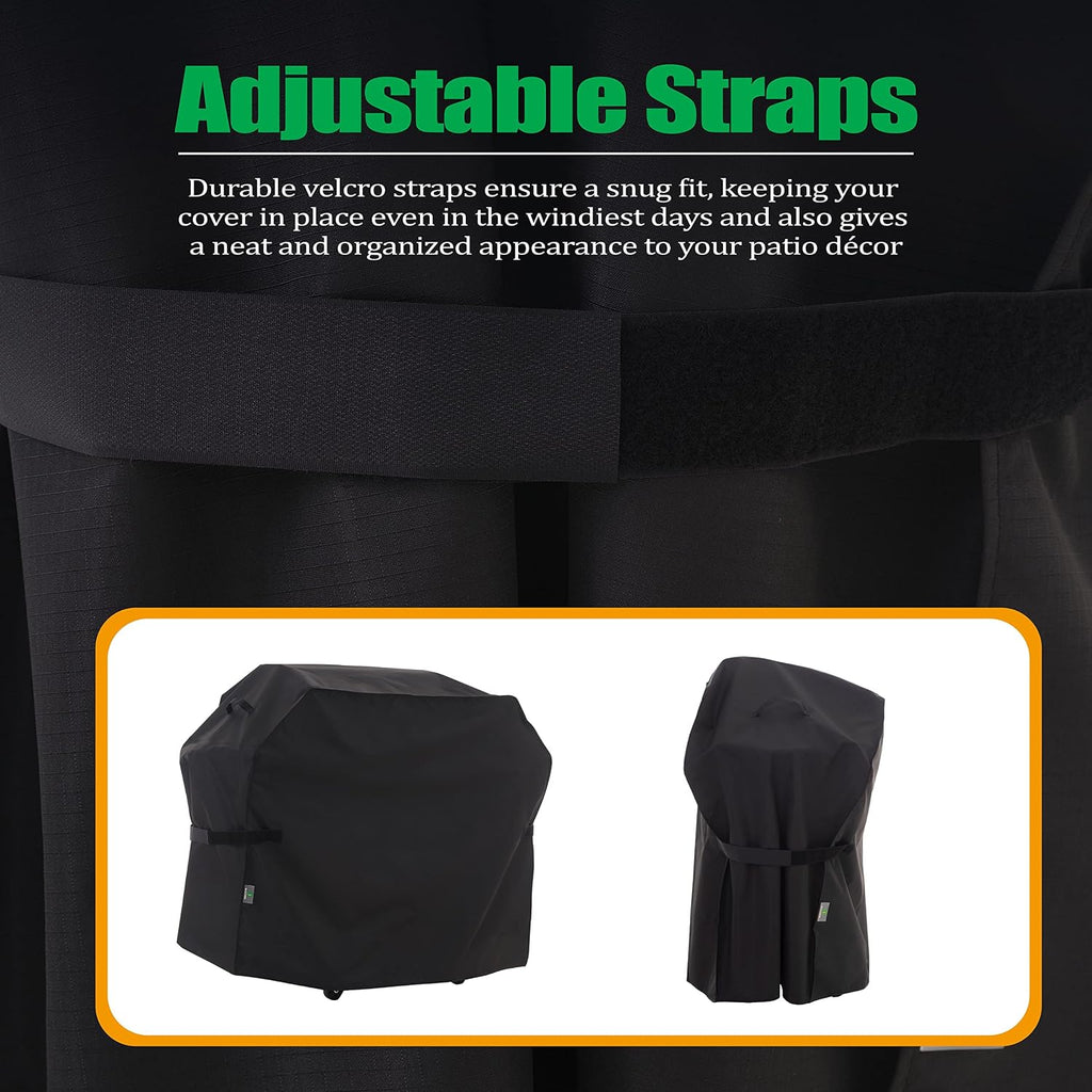 Grill Cover BBQ Cover, Black, 48" W x 27" D x 43" H | For 2 Burner Charcoal Gas BBQ, Heavy Duty, Rip-stop