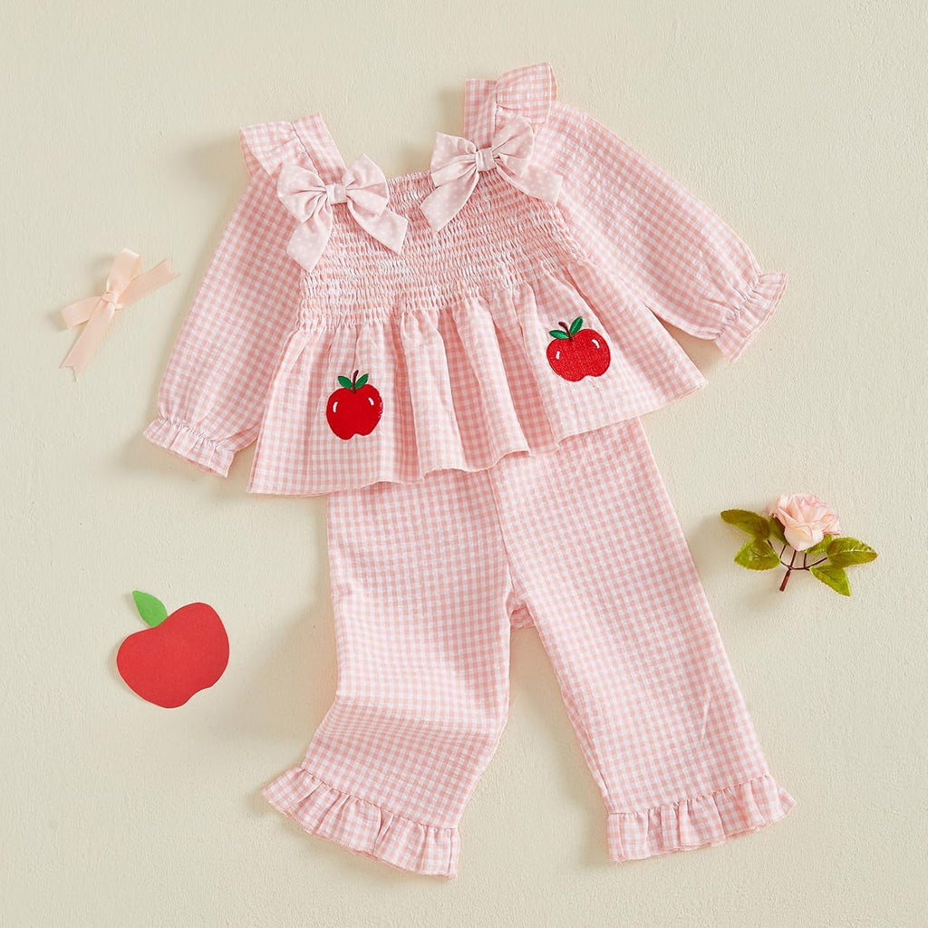 Toddler Girl Fall Clothes Strawberry Long Sleeve Top Pants Set