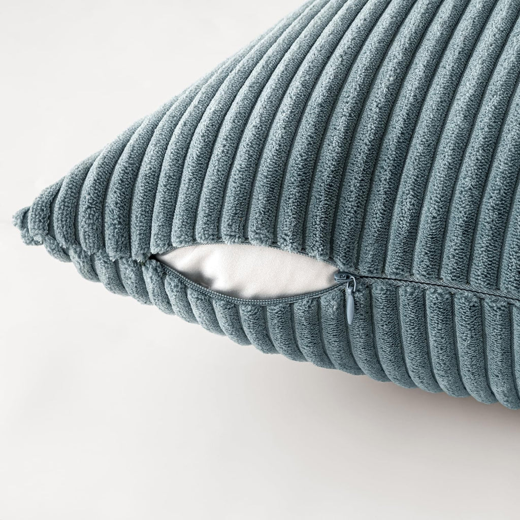 Soft Corduroy Decorative Throw Pillow Covers Blue Navy Series 18x18