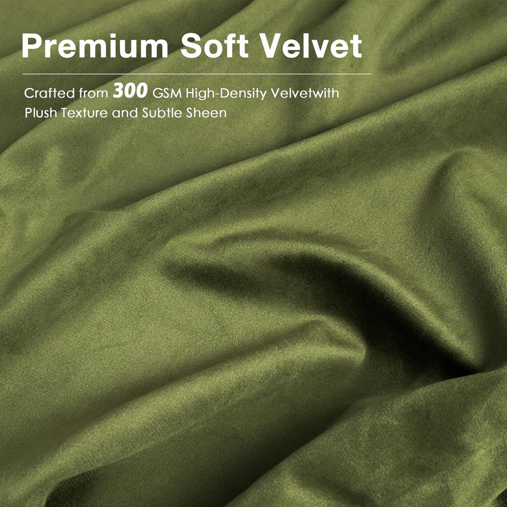 Olive Green Velvet Curtains for Bedroom Window, Super Soft Vintage Luxury Heavy Drapes, Room Darkening Rod Pocket