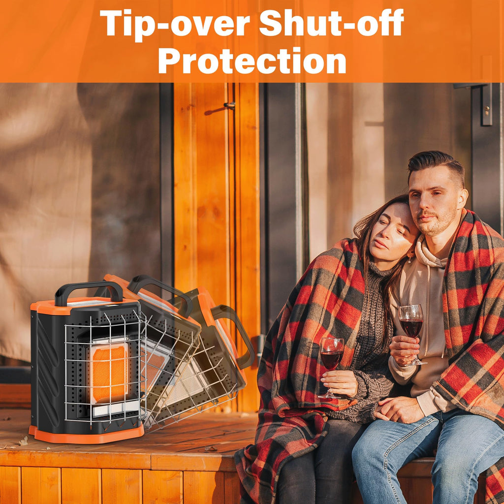 Outdoor Propane Radiant Heater - 2 Modes, Safe Gas With Tip-Over Protection ODS, 7500 BTU for Garage, Camping, Ice