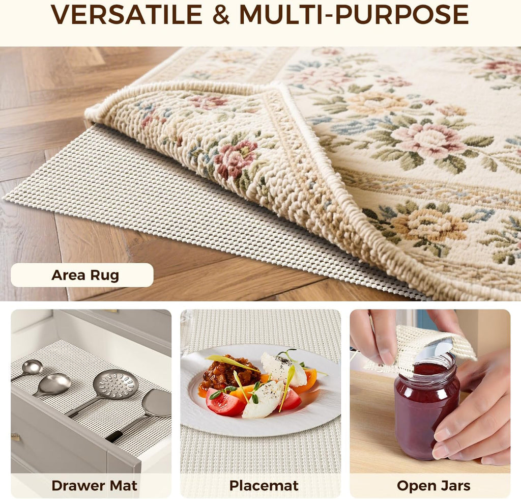 8 x 10 FT Rug Pad Gripper for Hardwood Floors, Non Slip Rug Pads for Area Rugs, Extra Thick Under Rug Padding - Set of 80