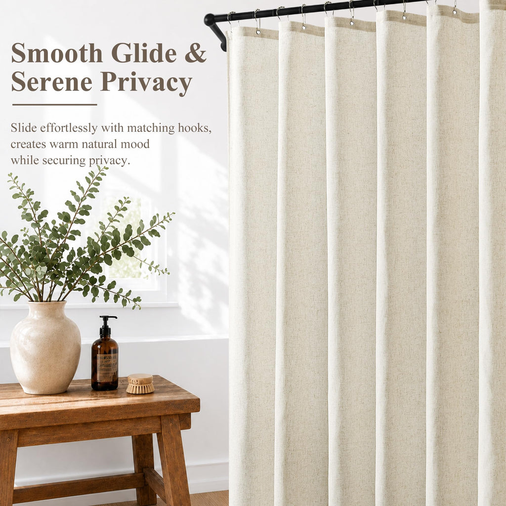 Natural Linen Fabric Shower Curtains, 72x78