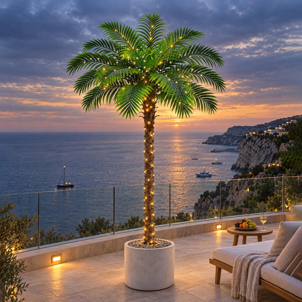7FT Artificial Phoenix Palm Tree, Large Fake Palm Trees for Indoor Outdoor