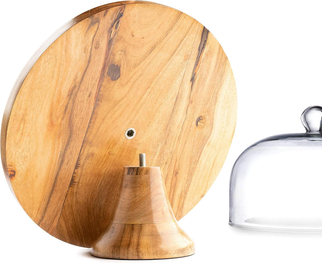 4-in-1 Cake Stand with Glass Dome, Cheese Board, Tray