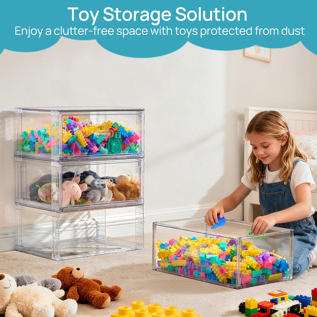 2 Pack Large Clear Stackable Storage Drawers for Closet, 23QT