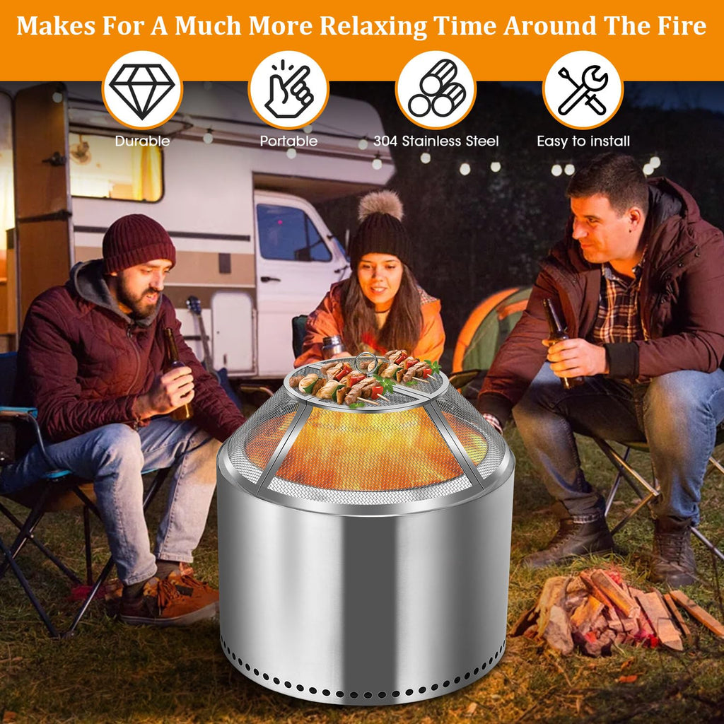 Pit Spark Screen for Bonfire Shield 19.5inch, Stainless Steel Fire Pit Spark Cover Protector for Solo Bonfire, Fire