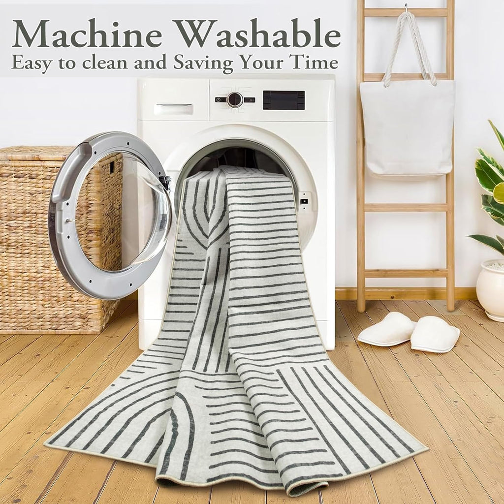 Abstract Washable Area Rug, 5x7 Rug