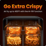 6 Quart Dual Basket Air Fryer Oven with Easy View Windows, Sync Finish, Hi-Fry, Auto Shutoff, 2 Independent 3Qt