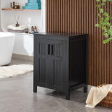 UEV Black 24" Bathroom Vanity Without Sink,Modern Freestanding Sink Cabinet,Stylish Bathroom Vanity Cabinet,Grooved