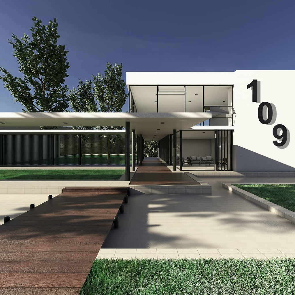 Modern Large House Numbers-12 Inch High Stainless Steel Floating Home Address Number for Outside/Black/Number 3