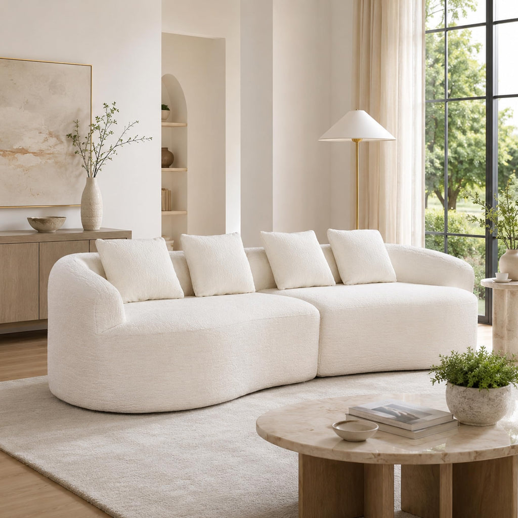 Compressed C-Shaped Sectional Sofa, 110" Modern 3-Seater Chenille Sofa Set, 2-Box Easy Delivery, No Tools Assembly