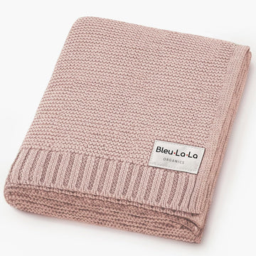100% Organic Cotton Heritage Knit Textured Baby Quilt Blanket for Girls - Signature Heritage Knit, Soft Breathable