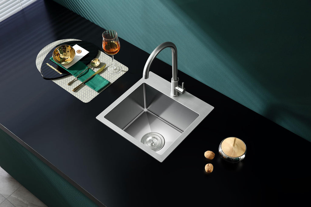 18"x18" Drop in Topmount Kitchen Sink, 304 Stainless Steel Brushed