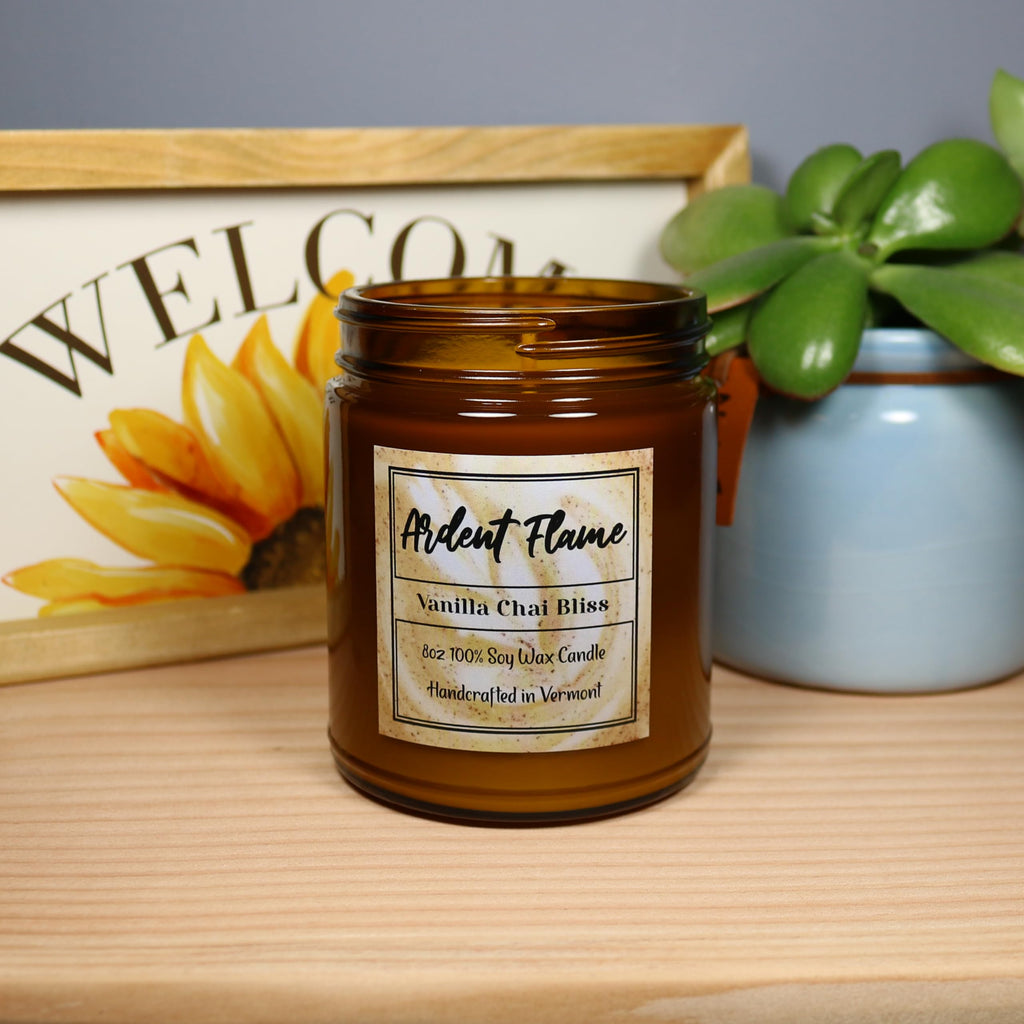 Candles | Vanilla Chai Bliss | 100% Natural Soy Wax Candle Decor | Highly Scented | Premium Fragrance | Handmade in