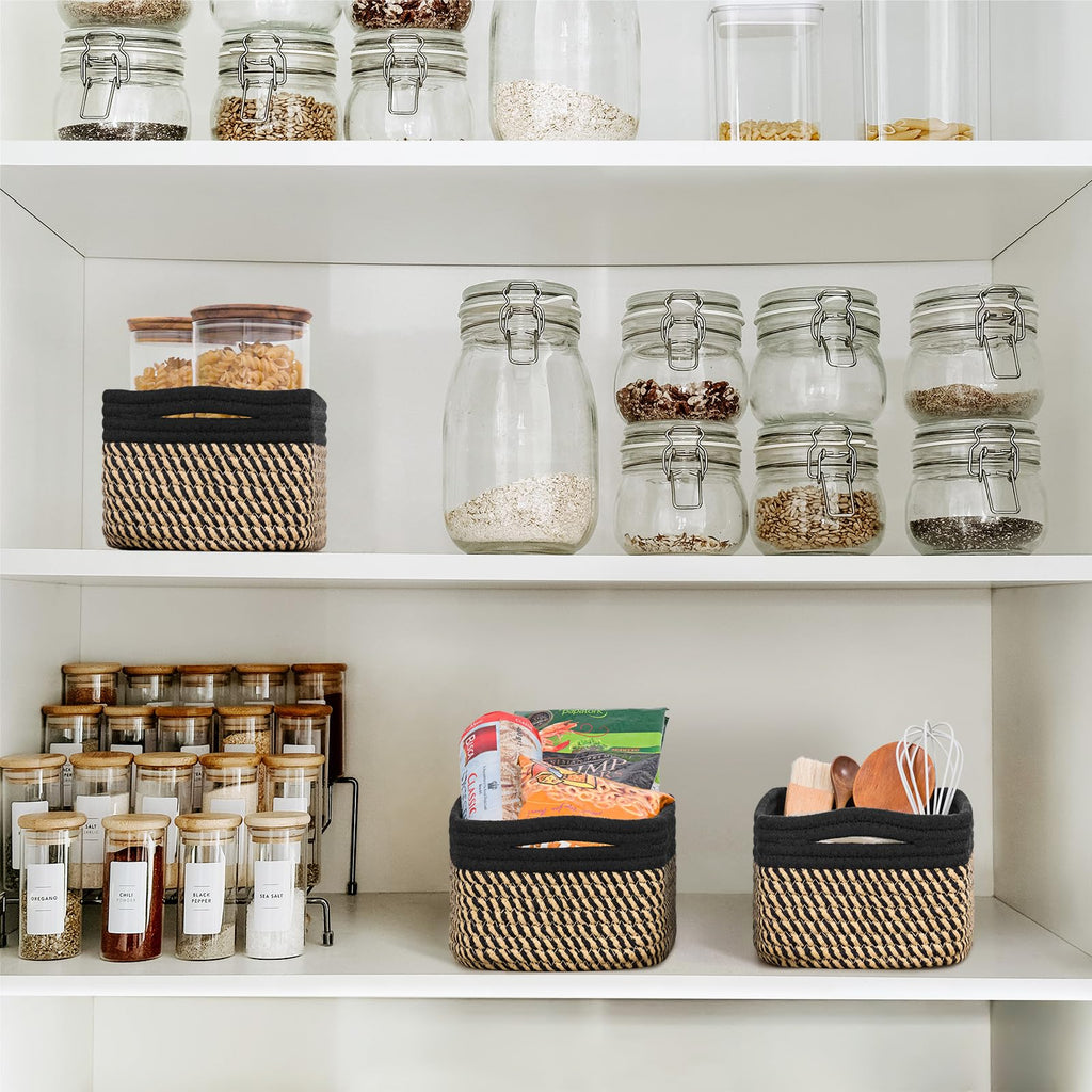 3Pack Wicker Storage Baskets for Closet, 11 x 7 x 4.5