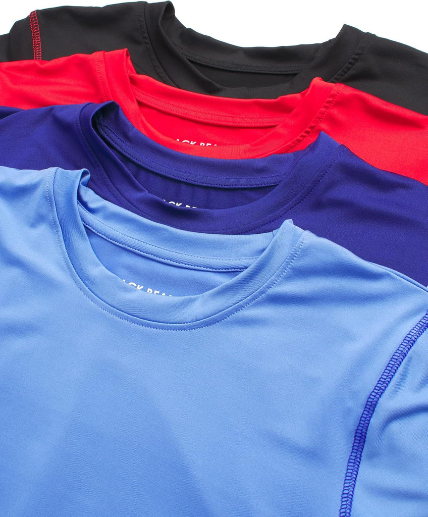 Boys Active Shirt - 4 Pack Athletic Performance Dry Fit Youth Shirt for Boys - Short Sleeve Kids Tshirts