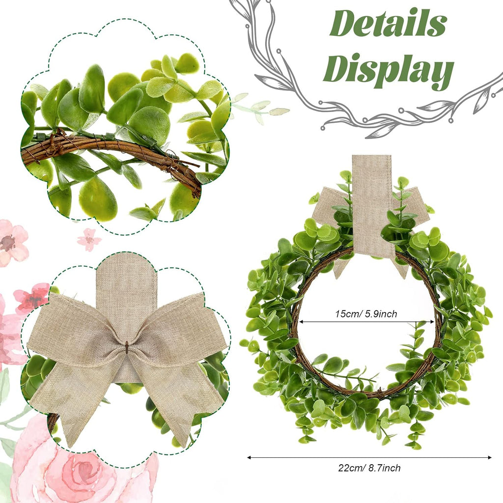 Christmas Kitchen Cabinet Wreath Boxwood Garland with Ribbon Greenery Garland Hanging Wreaths for Cabinet Wall - Set of 2