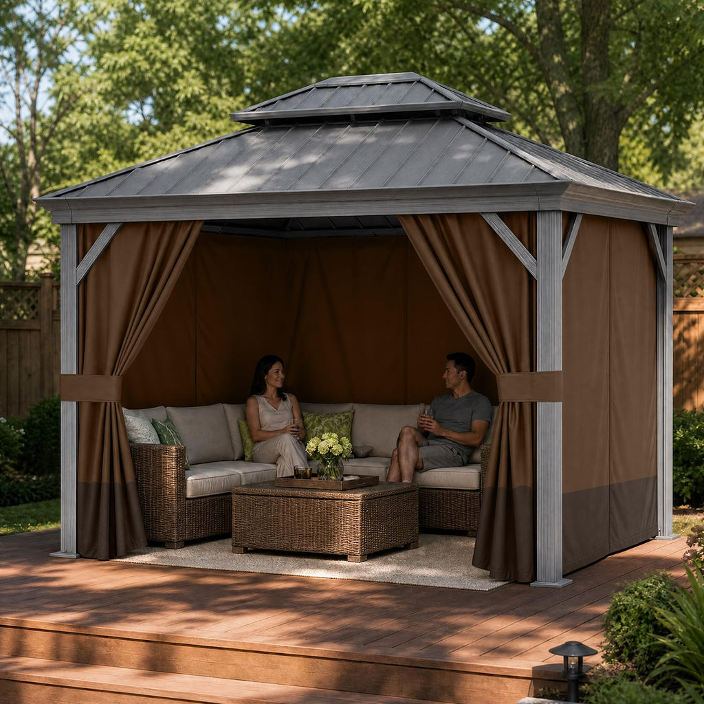12'x12' Gazebo Privacy Curtain Replacement, Universal 4-Panel Sidewall
