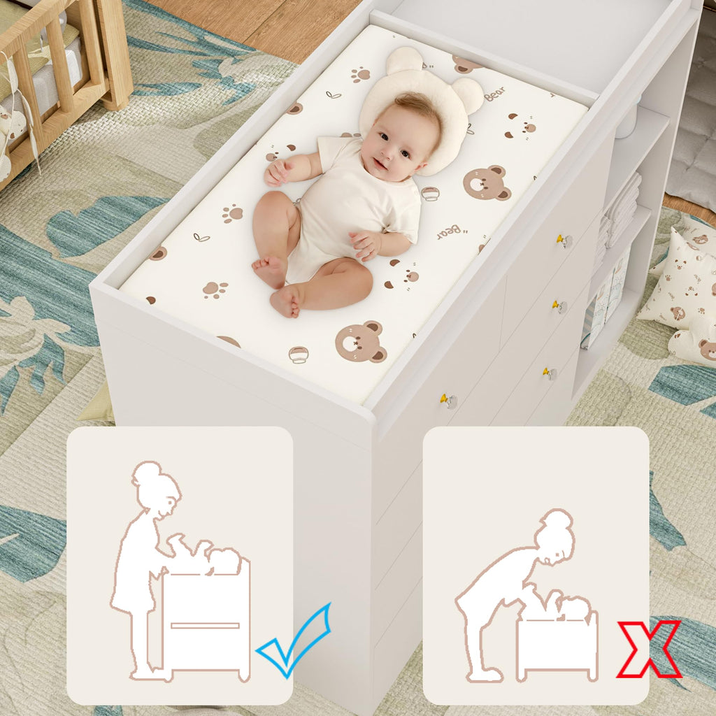 Baby Changing Table Dresser Diaper Change Table with 5 Drawers for Infant