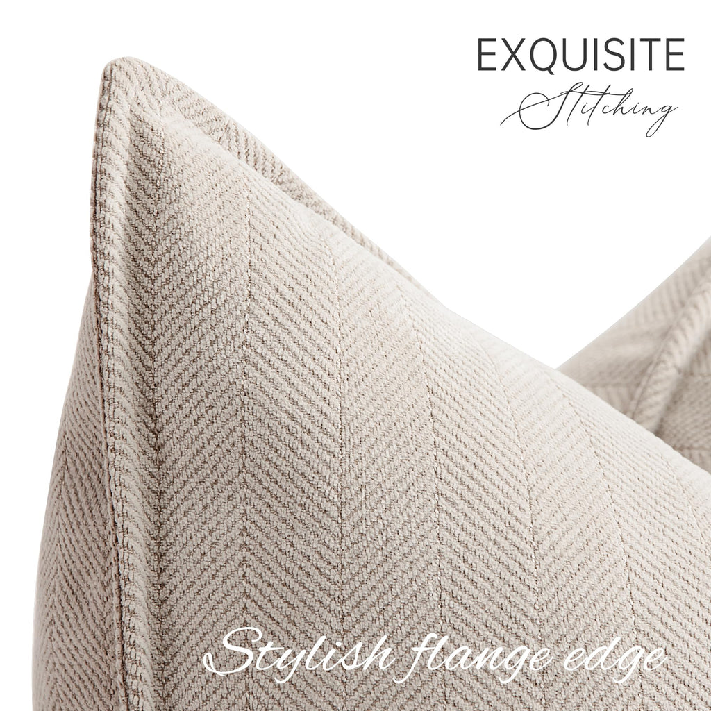 Beige Pillow Covers 26x26 Set of 2 Chenille Throw Pillow Covers with Elegant Design Soft and Luxurious Decorative