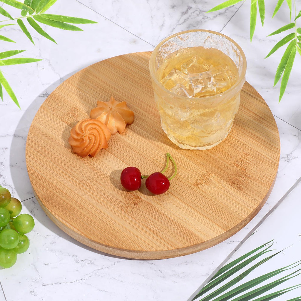 4 Pcs Bamboo Wooden Lazy Susan Organizer Turntable, 10 Inch