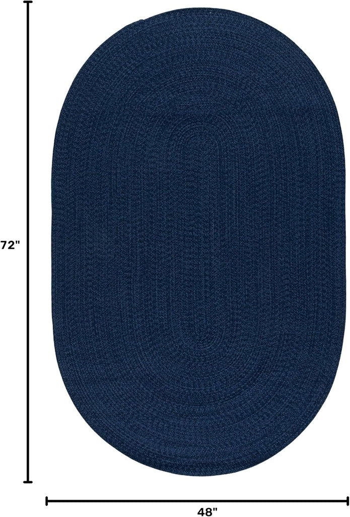 Braided Indoor/Outdoor Washable Oval Rug 4x6, Navy BRD315N