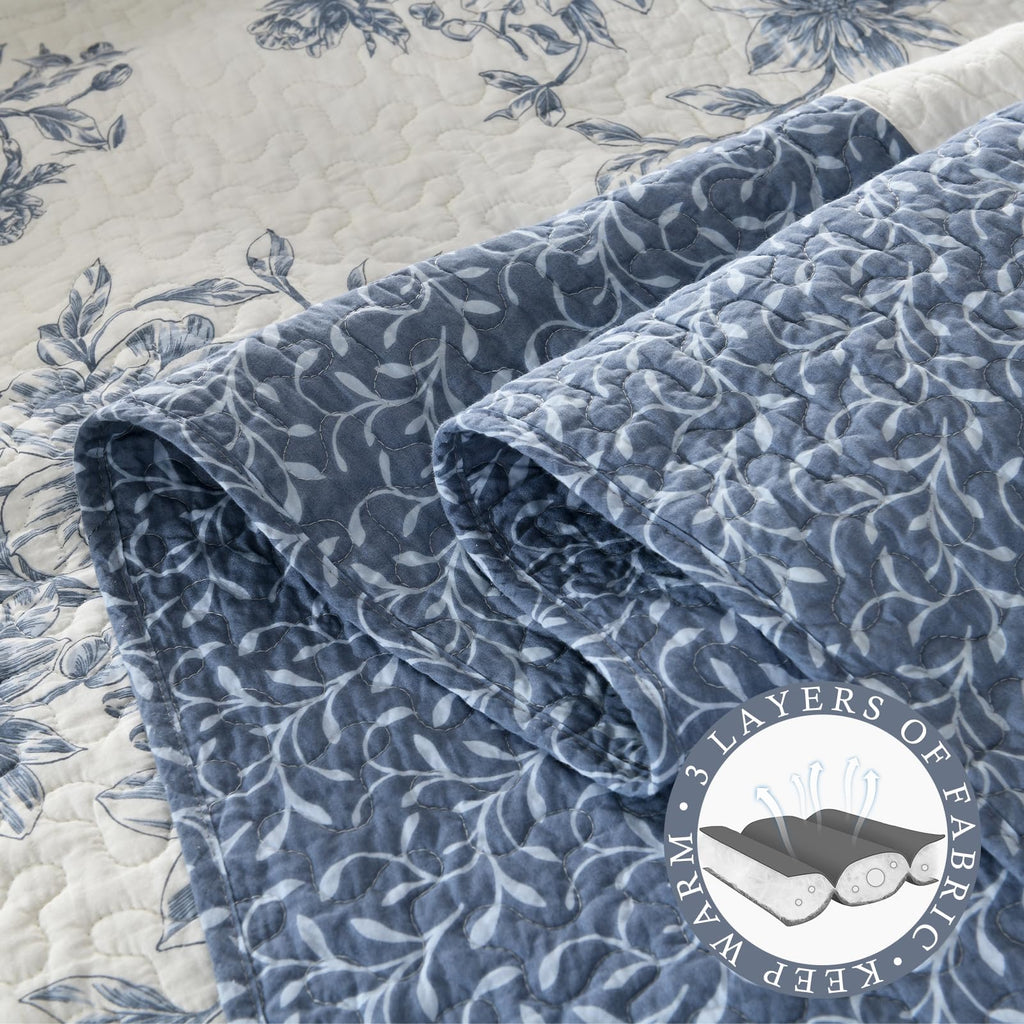 100% Cotton 120x120, Indigo Blue Floral