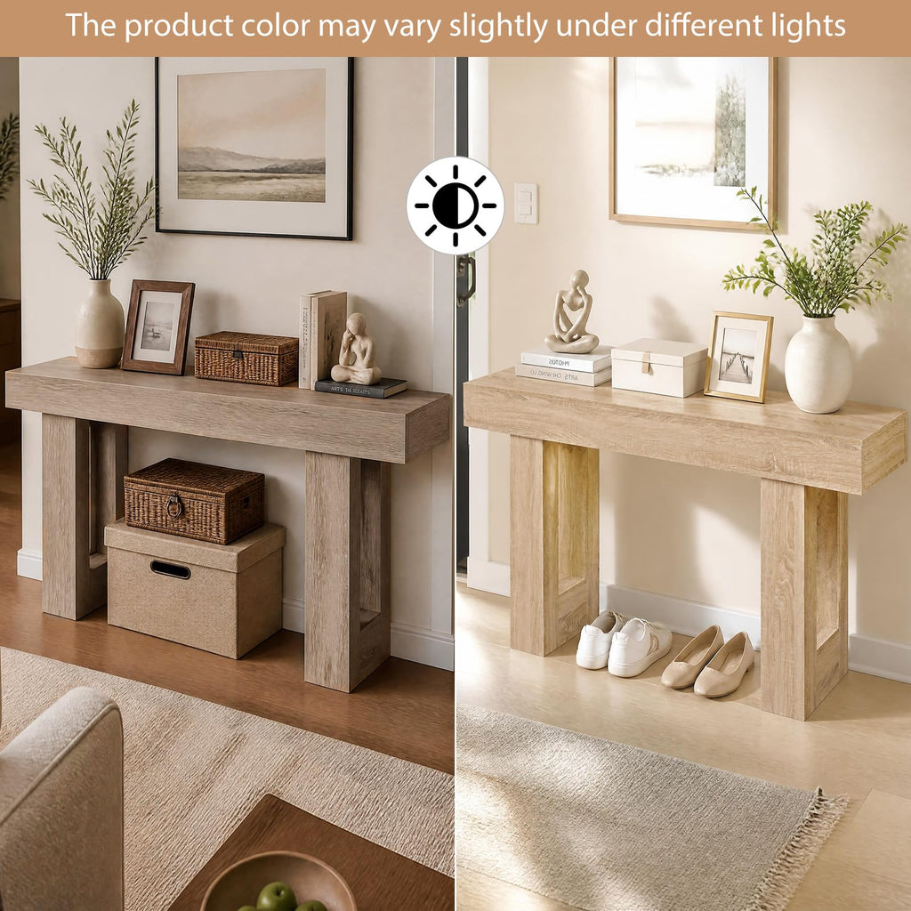 63" Long Console Table, Farmhouse Wooden Rectangular Sofa Table