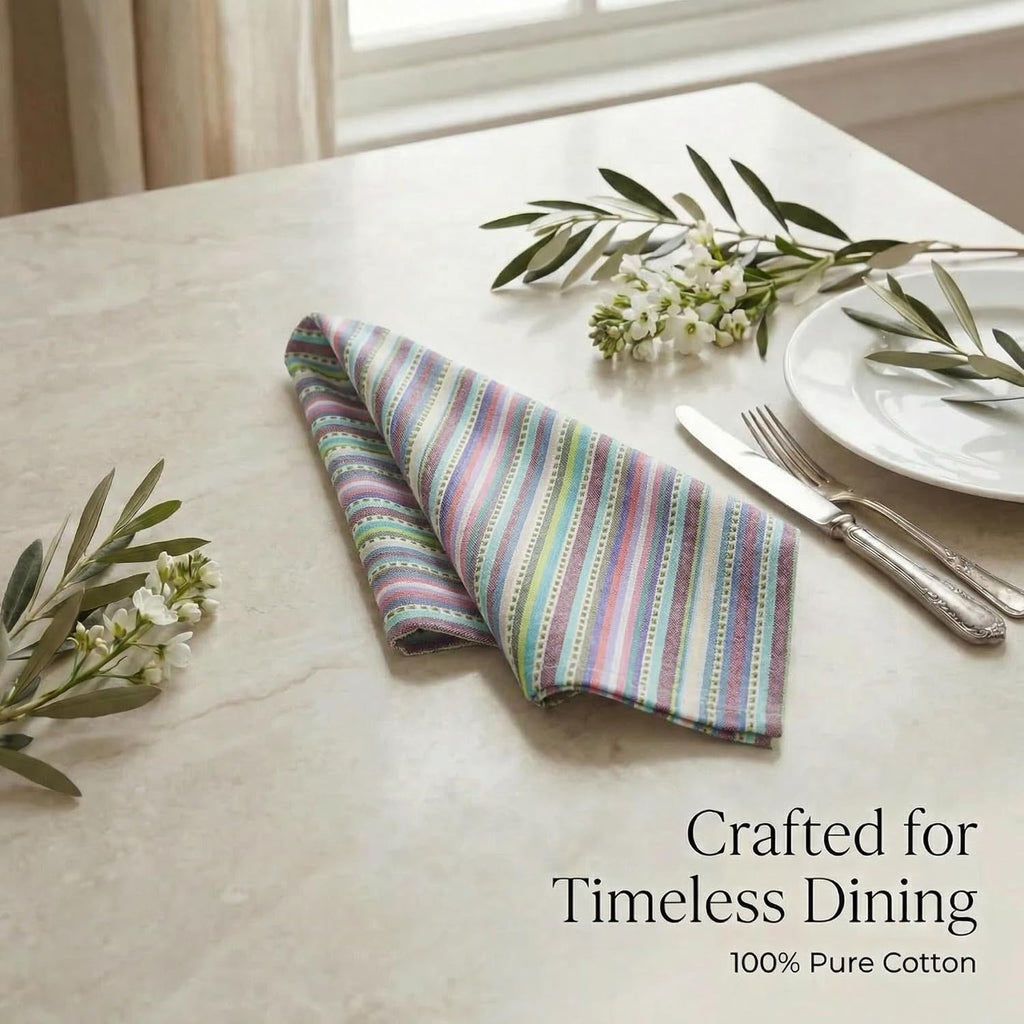 Cloth Napkins Cotton 20x20 (Set of 12) Multi Blue