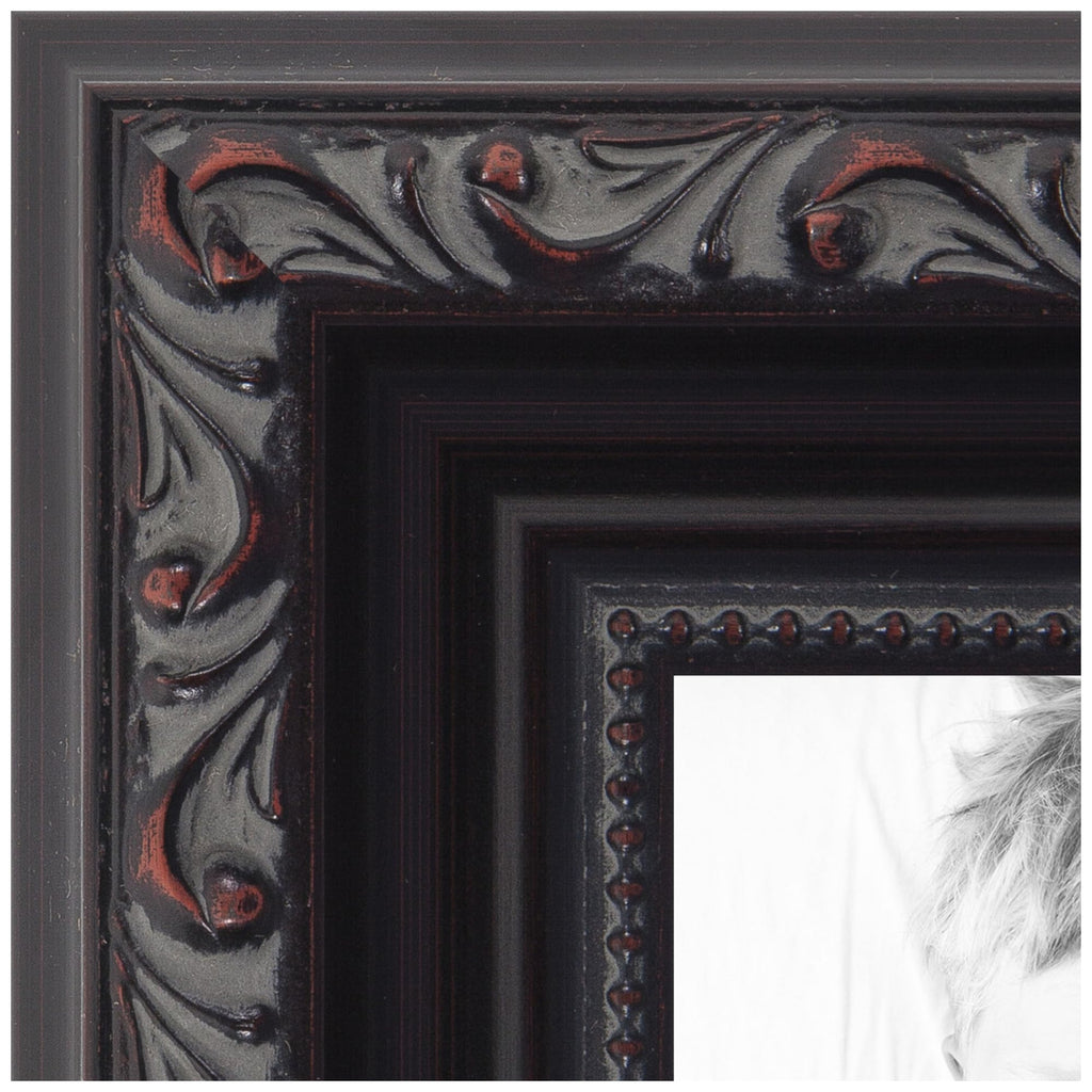 12x18 Inch Black Picture Frame, This 14 Inch Custom Poster Frame is Black with Beads - Comes with Economy Acrylic and