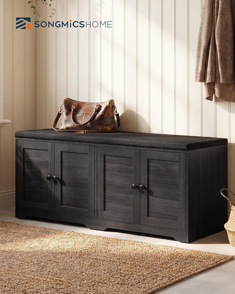 3-Tier Entryway Bench, Shoe Bench with Padded Seat, , 14.2 x 47.8 x 20.9 Inches, Dark Gray
