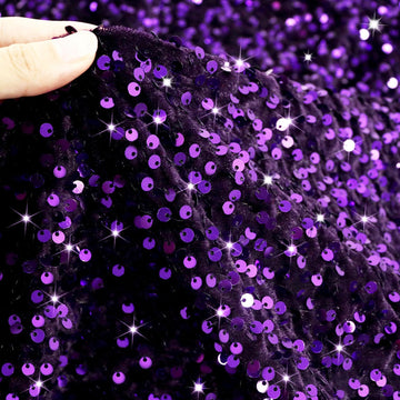 Sequin Fabric by the Yard Purple Sequin Fabric 2 Yard Shiny Embroidery Fabric Reversible Glitter Spandex Fabric for