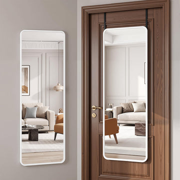 Full Length Mirror Over the Door&Wall Mounted, 48"x14" Door Mirror with Aluminum Alloy Frame, HD Shatterproof