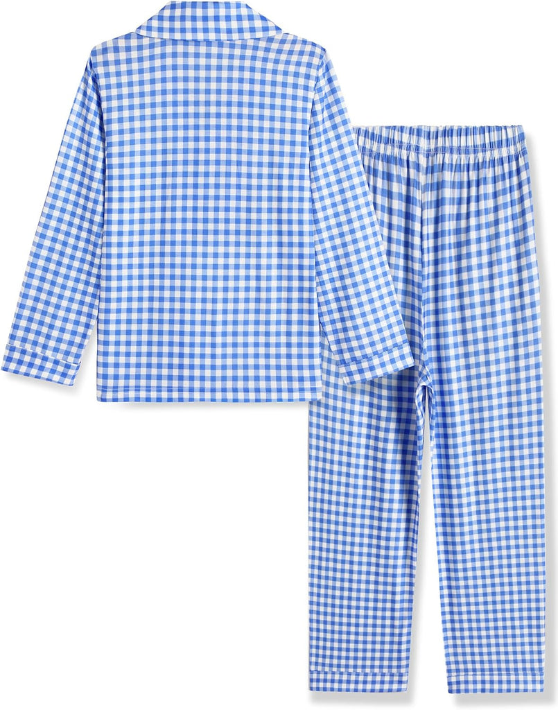 Boys Pajamas Set Long Sleeve Button-Down Sleepwear 2 Piece Pjs Set for Boys