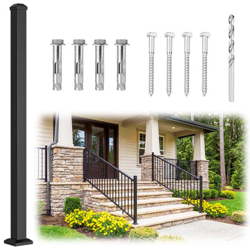 42 in. H Aluminum Deck Railing Post & Drill Bit for Stair Railing