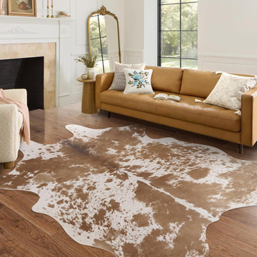 Large Cowhide Rug 10x8 ft Rustic Cow Hide Rug Faux Cowhide Rugs Bedroom Dining Room Home Office Brown Animal Print