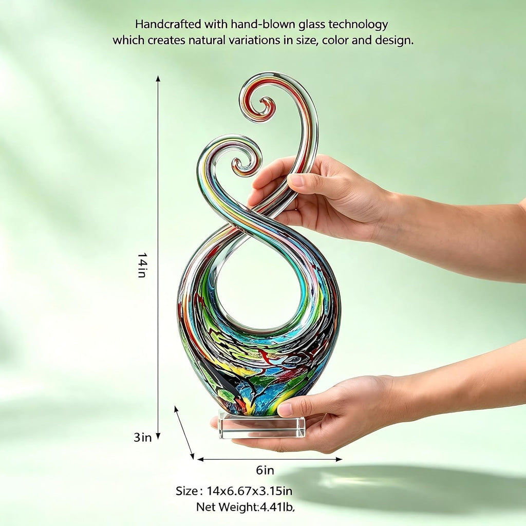 14in Hand Blown Murano Style Abstract Swirl Glass Sculpture Home Decor - Set of 60