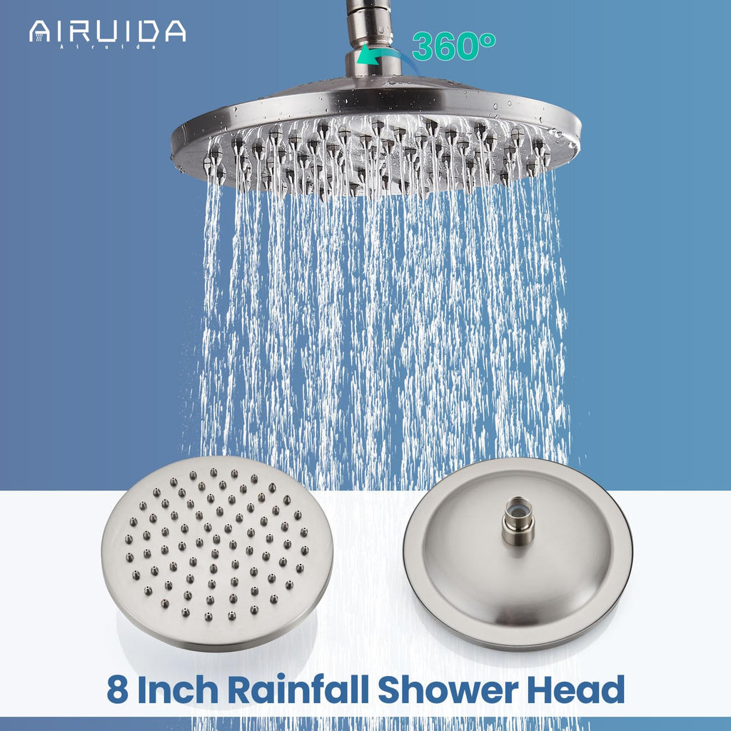 Brushed Nickel Exposed Shower System with Handheld Spray